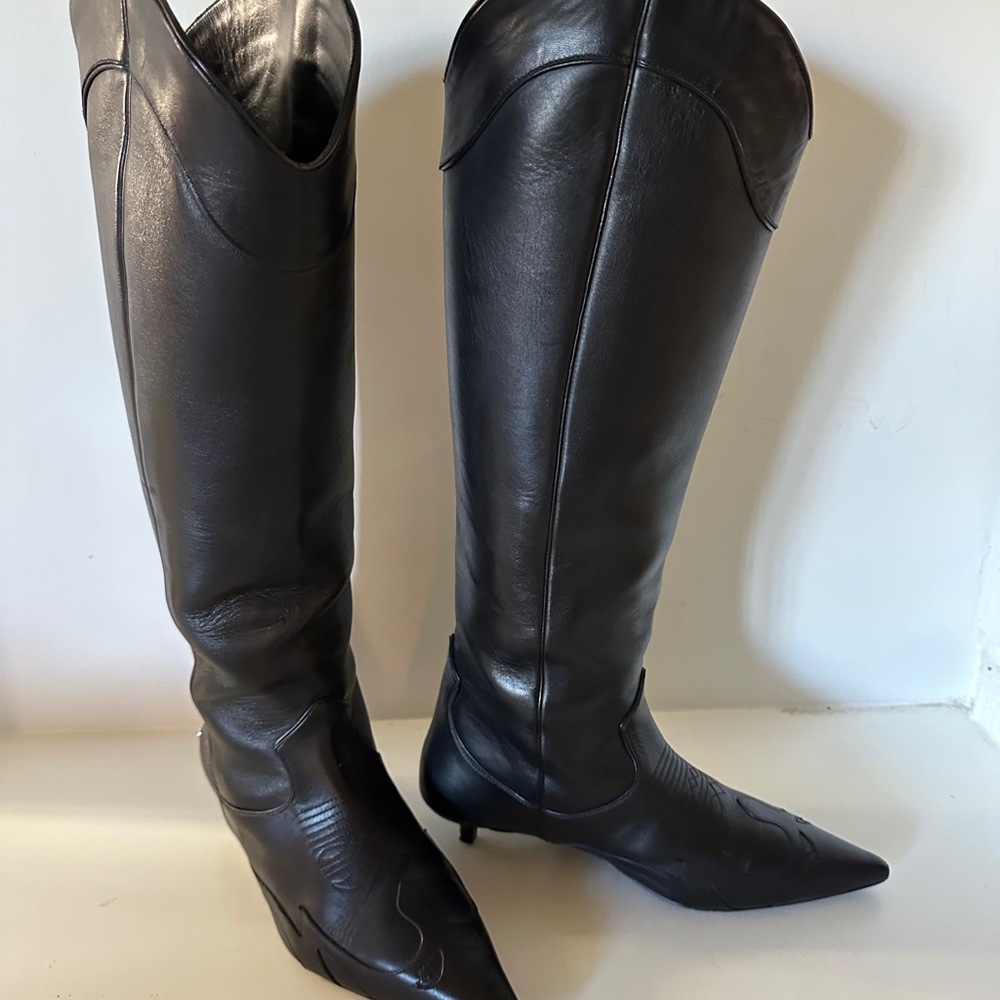 Anine Bing Black Leather Rae Knee-High Boots